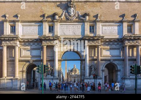geography / travel, Italy, Lazio, Rome, plaza del Popolo, Porta del Popolo, Additional-Rights-Clearance-Info-Not-Available Stock Photo