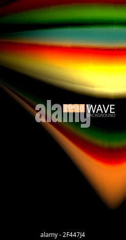 Abstract wave lines fluid rainbow style color stripes on black background. Artistic illustration for presentation, app wallpaper, banner or poster. Abstract wave lines fluid rainbow style color stripes on black background. Vector artistic illustration for presentation, app wallpaper, banner or poster Stock Vector