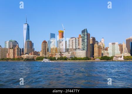 geography / travel, USA, New York, New York City, Manhattan, Battery park City with one WTC, Additional-Rights-Clearance-Info-Not-Available Stock Photo