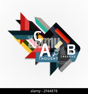 Abstract geometric option infographic banners, a b c steps process. Abstract geometric option infographic banners, a b c steps process. Vector illustration Stock Vector
