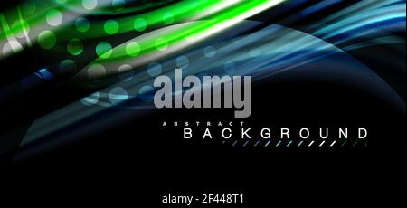 Multicolored wave lines on black background design. Multicolored wave lines on black background vector design Stock Vector