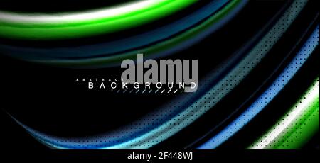 Multicolored wave lines on black background design. Multicolored wave lines on black background vector design Stock Vector