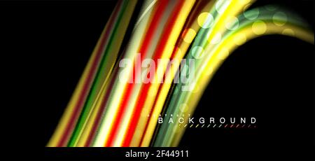 Multicolored wave lines on black background design. Multicolored wave lines on black background vector design Stock Vector