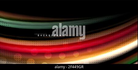 Multicolored wave lines on black background design. Multicolored wave lines on black background vector design Stock Vector