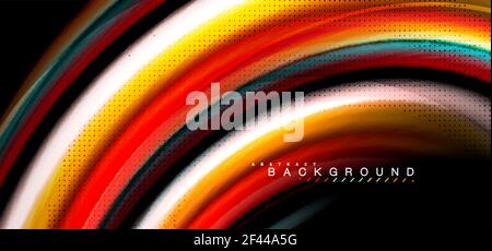 Multicolored wave lines on black background design. Multicolored wave lines on black background vector design Stock Vector