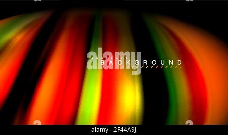 Abstract wave lines fluid rainbow style color stripes on black background. Artistic illustration for presentation, app wallpaper, banner or poster. Abstract wave lines fluid rainbow style color stripes on black background. Vector artistic illustration for presentation, app wallpaper, banner or poster Stock Vector