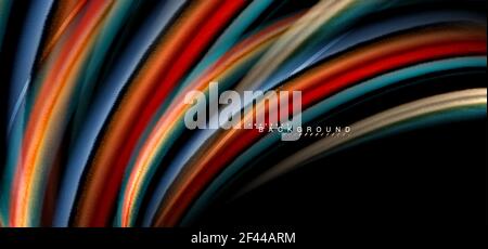 Multicolored wave lines on black background design. Multicolored wave lines on black background vector design Stock Vector