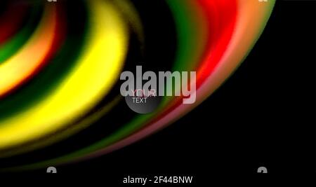 Abstract wave lines fluid rainbow style color stripes on black background. Artistic illustration for presentation, app wallpaper, banner or poster. Abstract wave lines fluid rainbow style color stripes on black background. Vector artistic illustration for presentation, app wallpaper, banner or poster Stock Vector