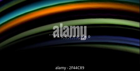 Multicolored wave lines on black background design. Multicolored wave lines on black background vector design Stock Vector