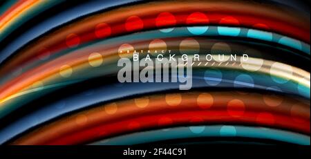 Multicolored wave lines on black background design. Multicolored wave lines on black background vector design Stock Vector