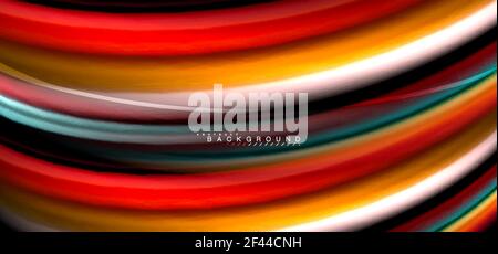 Multicolored wave lines on black background design. Multicolored wave lines on black background vector design Stock Vector