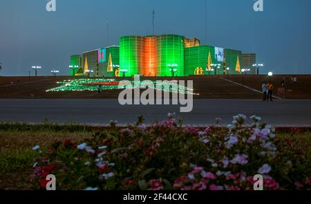 Grand building of Bangladesh National Parliament or Jatiya Sangsad Bhaban, located at Sher-e-Bangla Nagar. Design by architect Louis Kahn . Stock Photo