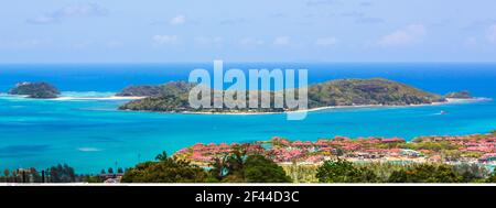 geography / travel, Seychelles, Mahe, view towards Cerf Island and Eden Island from Sans Soucis scenic, Additional-Rights-Clearance-Info-Not-Available Stock Photo