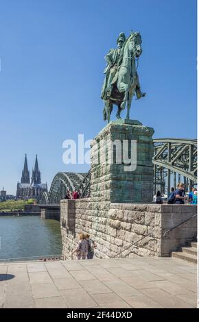 geography / travel, Germany, North Rhine-Westphalia, Cologne, equestrian statue emperor Wilhelm I, Additional-Rights-Clearance-Info-Not-Available Stock Photo