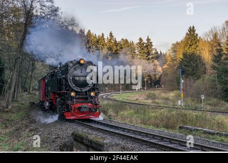 geography / travel, Germany, Saxony-Anhalt, Harz National Park, Harz Mountains narrow gauge railway in, Additional-Rights-Clearance-Info-Not-Available Stock Photo