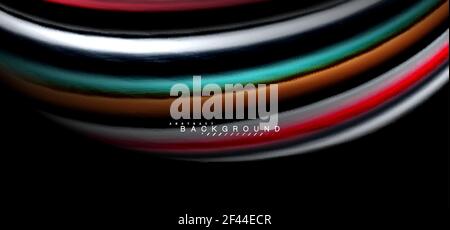 Multicolored wave lines on black background design. Multicolored wave lines on black background vector design Stock Vector