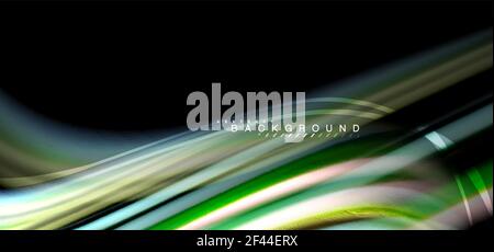Multicolored wave lines on black background design. Multicolored wave lines on black background vector design Stock Vector