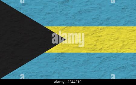 Bahamas flag with waving grunge texture. Vector background. Stock Vector
