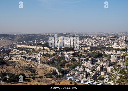 Panorama of Temple Mount and the Old City of Jerusalem Stock Photo