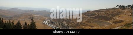 Israel, Judean Mountains, on the outskirts of Jerusalem it overlooks the Highway to Jerusalem Stock Photo