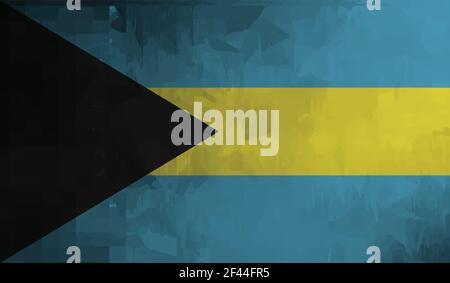 Bahamas flag with waving grunge texture. Vector background. Stock Vector