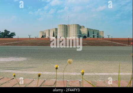 Grand building of Bangladesh National Parliament or Jatiya Sangsad Bhaban, located at Sher-e-Bangla Nagar. Design by architect Louis Kahn . Stock Photo