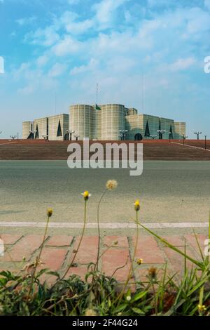 Grand building of Bangladesh National Parliament or Jatiya Sangsad Bhaban, located at Sher-e-Bangla Nagar. Design by architect Louis Kahn . Stock Photo