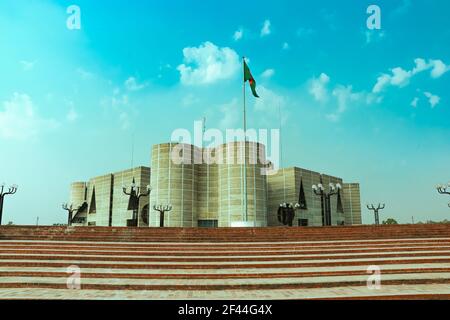 Grand building of Bangladesh National Parliament or Jatiya Sangsad Bhaban, located at Sher-e-Bangla Nagar. Design by architect Louis Kahn . Stock Photo