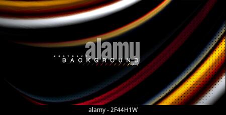 Multicolored wave lines on black background design. Multicolored wave lines on black background vector design Stock Vector