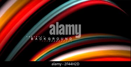 Multicolored wave lines on black background design. Multicolored wave lines on black background vector design Stock Vector