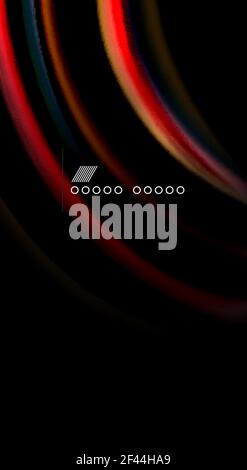 Abstract wave lines fluid rainbow style color stripes on black background. Artistic illustration for presentation, app wallpaper, banner or poster. Abstract wave lines fluid rainbow style color stripes on black background. Vector artistic illustration for presentation, app wallpaper, banner or poster Stock Vector