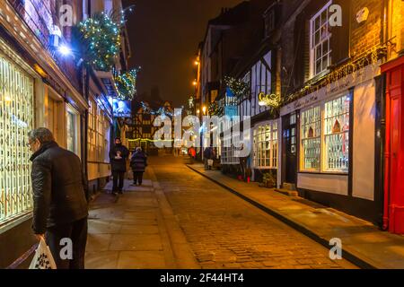 The City of Lincoln at night with shop light illumination Stock Photo