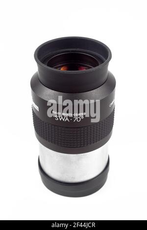 Telescope eyepiece on a white background, isolate, close-up. Stock Photo