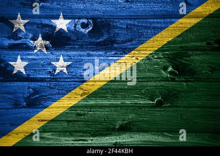 Solomon Islands flag on wooden planks background wood flag Stock Photo