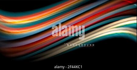 Multicolored wave lines on black background design. Multicolored wave lines on black background vector design Stock Vector