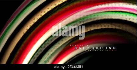 Multicolored wave lines on black background design. Multicolored wave lines on black background vector design Stock Vector