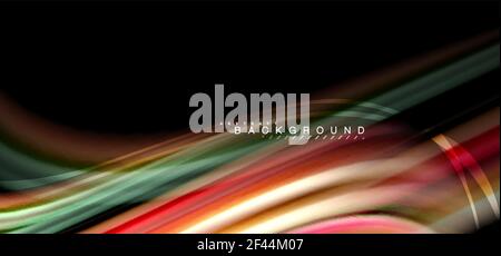 Multicolored wave lines on black background design. Multicolored wave lines on black background vector design Stock Vector