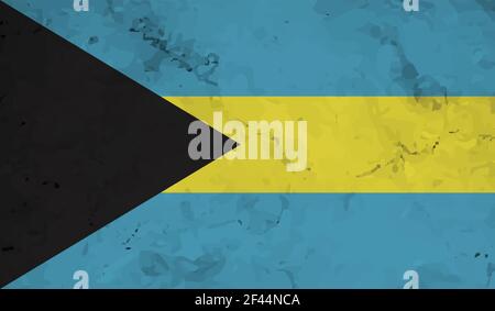 Bahamas flag with waving grunge texture. Vector background. Stock Vector