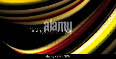 Multicolored wave lines on black background design. Multicolored wave lines on black background vector design Stock Vector