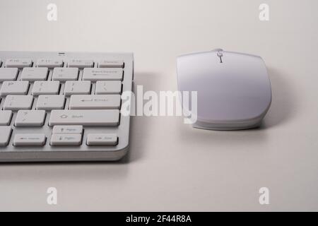 View of keyboard and mouse of a modern computer. Stock Photo