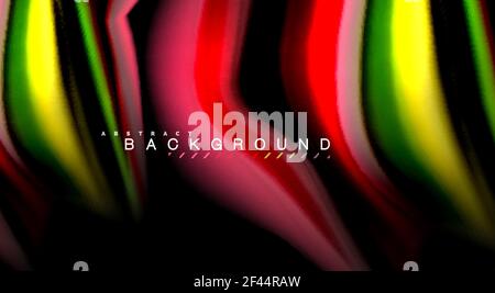 Abstract wave lines fluid rainbow style color stripes on black background. Artistic illustration for presentation, app wallpaper, banner or poster. Abstract wave lines fluid rainbow style color stripes on black background. Vector artistic illustration for presentation, app wallpaper, banner or poster Stock Vector