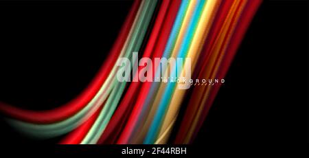 Multicolored wave lines on black background design. Multicolored wave lines on black background vector design Stock Vector