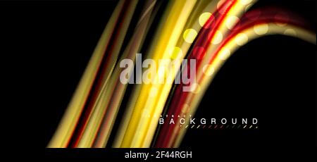 Multicolored wave lines on black background design. Multicolored wave lines on black background vector design Stock Vector