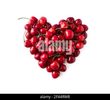 Heart-shaped sweet cherries isolated on white Stock Photo - Alamy