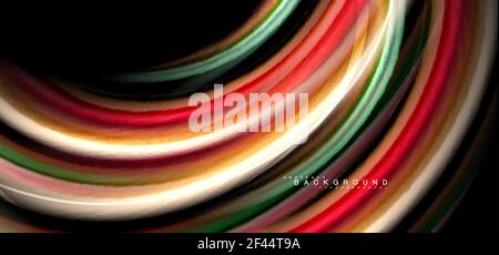 Multicolored wave lines on black background design. Multicolored wave lines on black background vector design Stock Vector