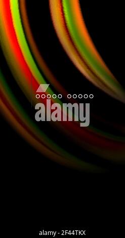 Abstract wave lines fluid rainbow style color stripes on black background. Artistic illustration for presentation, app wallpaper, banner or poster. Abstract wave lines fluid rainbow style color stripes on black background. Vector artistic illustration for presentation, app wallpaper, banner or poster Stock Vector