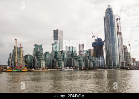 St George Wharf Tower, aka Vauxhall Tower, St George Wharf development, Nine Elms, Vauxhall, London, England, UK Stock Photo