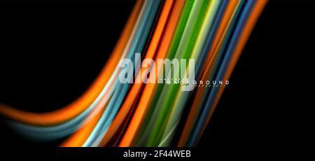 Multicolored wave lines on black background design. Multicolored wave lines on black background vector design Stock Vector