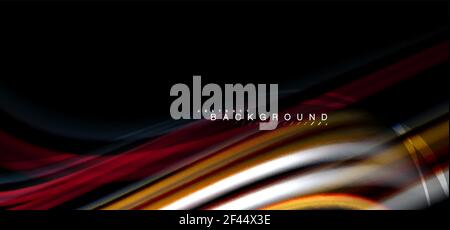 Multicolored wave lines on black background design. Multicolored wave lines on black background vector design Stock Vector