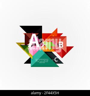 Abstract geometric option infographic banners, a b c steps process. Abstract geometric option infographic banners, a b c steps process. Vector illustration Stock Vector